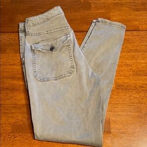 Mossimo High Rise Cargo Jeggings Size 6 Skinny Button Fly Flap Back Pocket Gray